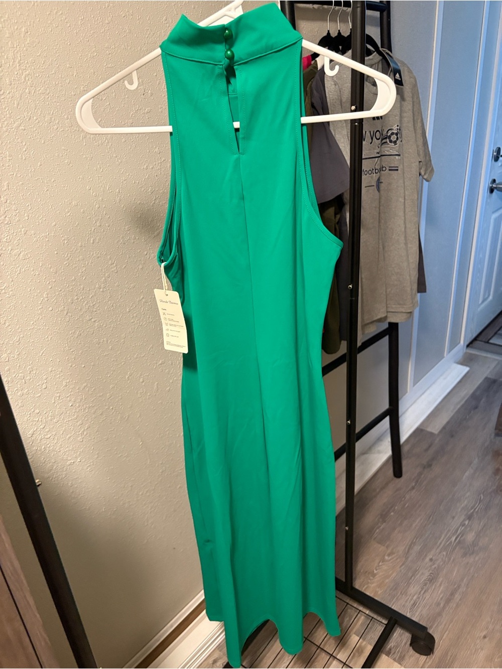 Sleeveless Mock Neck Maxi Dress in Emerald Green